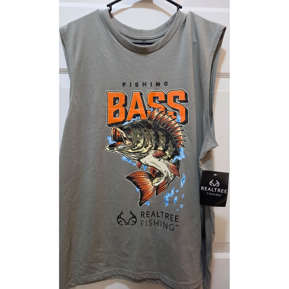 NWT Realtree Fishing Bass Graphic Sleeveless Muscle Tank Shirt - Size XL